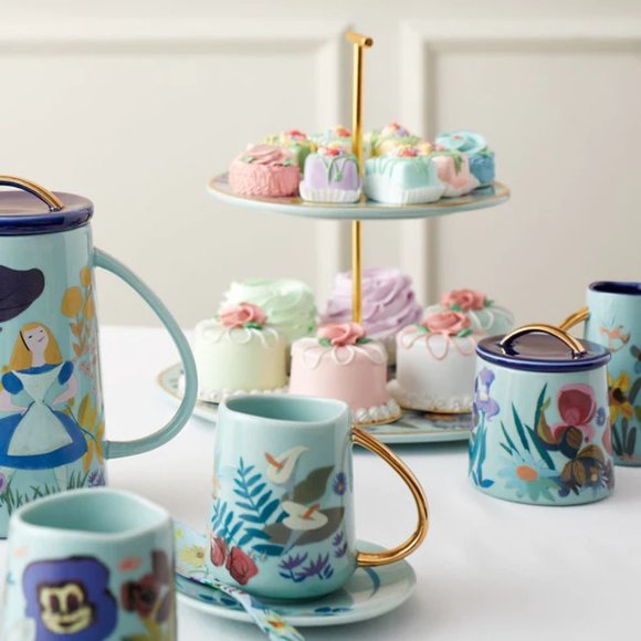 Disney Alice in Wonderland by Mary Blair Floral Teatime 2-Tiered Serving Tray - Picture 3 of 6